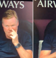 Ronald Koeman é flagrando comendo catarro durante jogo da Eurocopa  Foto: Reprodução/Redes Sociais