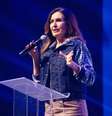 Fátima Bernardes no evento em que questionou a intromissão de leis no corpo feminino  Foto: Reprodução