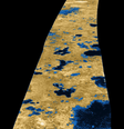 Alguns dos lagos líquidos em Titã pelos "olhos" da Cassini (Imagem: Reprodução/NASA/JPL-Caltech/USGS)  Foto: Canaltech
