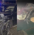 BMW (esq.) e carro da família (dir.) ficaram destruídos  Foto: Reprodução/Jornal Mais Bragança