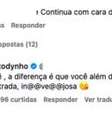 Comentário de Jojo Todynho - Reprodução/Instagram  Foto: Márcia Piovesan