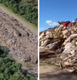 Dois meses após enchente no RS, parque de Canoas acumula montanha de lixo   Foto: Montagem/Reprodução/@SOSSarandi
