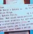 Mulher usou mensagem em aplicativo de entrega de comida para pedir socorro  Foto: Reprodução/Record TV