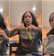 Tatiana pega um pacote de anéis sabor cebola, chamado Funyuns, e balança. O som denuncia que há algo de errado — Foto: Reprodução/TikTok  Foto: Reprodução/TikTok @tatianaaaatt