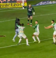 Torcedor invade campo para bater em atacante do Inter após pênalti perdido e leva soco de jogador rival  Foto: Reprodução/Canal Lucas Dias Repórter