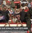 O atentado contra Donald Trump na Pensilvânia se torna a grande imagem da campanha eleitoral dos Estados Unidos  Foto: Reprodução/TV