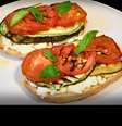 BRUSCHETTA COM LEGUMES GRELHADOS E QUEIJO  Foto: Bake and Cake Gourmet