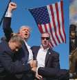 Imagem de Trump após o atentado e do quadro de Delacroix  Foto: Reprodução / Perfil Brasil