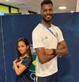 Raysa Leal e Isac Viana divertiram a web com a diferença de altura   Foto: Reprodução/Instagram @timebrasil