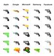 Evolução dos emojis de armas ao longo dos anos  Foto: Emojipedia / Reprodução