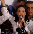 González e Machado disseram que a oposição venceu as eleições realizadas no domingo (28/7)  Foto: Getty Images / BBC News Brasil