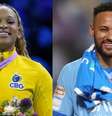 A conexão entre Neymar e Rebeca Andrade que quase ninguém lembra: ginasta-sensação do Brasil sofreu lesão igual a do jogador e fez 3 grandes cirurgias.  Foto: Getty Images / Purepeople