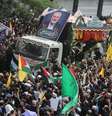 Iranianos participam de funeral do líder do Hamas, Ismail Haniyeh, em Teerã   Foto: Majid Asgaripour/WANA (West Asia News Agency) via REUTERS