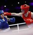 Beatriz Ferreira em ação contra a irlandesa Kellie Harrington  Foto: REUTERS/Peter Cziborra