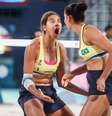 A dupla brasileira Ana Patrícia e Duda em duelo contra as australianas Mariafe e Clancy pela semifinal  Foto: Gaspar Nóbrega/COB