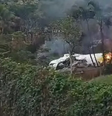 Imagem dos destroços do avião que caiu em Vinhedo (SP).
  Foto: Reprodução