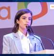 Tabata Amaral durante debate promovido nesta quarta-feira, 14, pelo Terra em parceria com o Estadão e a Fundação Armando Álvares Penteado (FAAP).  Foto: 