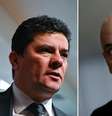 Colagem de fotos de Sergio Moro e Alexandre de Moraes; eles estão olhando para o lado, com olhar sério  Foto: EPA/Reuters / BBC News Brasil