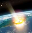 Impressão artística de um grande asteroide impactando a Terra, como o evento Chicxulub que causou a extinção em massa do fim do Cretáceo  Foto: Ilustração de Mark Garlick