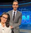 César Tralli, escalado às pressas para substituir Bonner, e Renata Vasconcellos: 'JN' mantém audiência relevante apesar do crescimento da concorrência na TV e no digital  Foto: Reprodução