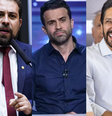 Da esquerda para a direita, os líderes da corrida eleitoral em SP: Boulos, Marçal e Nunes  Foto: Reprodução/Instagram/Band