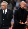Ancelotti e Guardiola disputam prêmio de melhor técnico da última temporada –  Foto: Pierre-Philippe Marcou/AFP via Getty Images ; Oli Scarf/AFP via Getty Images / Jogada10