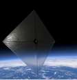 Representação artística de uma vela solar em órbita ao redor da Terra.   Foto: Nasa
