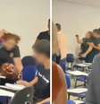 Estudantes partiram para agressões físicas e uma delas apontou arma  Foto: Reprodução