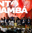 Povo tupinambá de Olivença, na Bahia, e autoridades participam da celebração do retorno do Manto Tupinambá ao Brasil, no Museu Nacional  Foto: Fernando Frazão/Agência Brasil