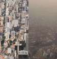 Antes e depois de fumaça tomar conta da região da Avenida Paulista  Foto: Reprodução:@pousos_e_decolagens