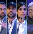 Nunes, Boulos, Marçal, Tabata, Datena e Marina Helena.  Foto: Felipe Rau e Werther Santana/Estadão / Estadão