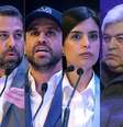 Ricardo Nunes (MDB), Guilherme Boulos (PSOL), Pablo Marçal (PRTB), Tabata Amaral (PSB), José Luiz Datena (PSDB) e Marina Helena (Novo), candidatos à Prefeitura de São Paulo  Foto: Felipe Rau/Estadão e Werther Santana/Estadão / Estadão