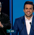 José Luiz Datena (PSDB) e Pablo Marçal (MDB) no debate promovido pela Record neste sábado, 28  Foto: Reprodução/Youtube R7