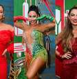 Paolla Oliveira, Isabelle Nogueira e Patrícia Poeta estiveram na festa da Grande Rio   Foto: Webert Belicio/Agnews
