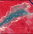 Imagem de satélite mostra o impacto da seca no Lago Tefé  Foto: Divulgação/Copernicus Sentinel-2