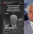 Famosos lamentam morte de Cid Moreira  Foto: Reprodução/Instagram @anamariabraga @camilabomfim @fatimabernardes