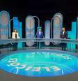 Da esquerda para direita: Pablo Marçal (PRTB), Tabata Amaral (PSB), Ricardo Nunes (MDB), Guilherme Boulos (PSOL) e  Datena (PSDB) no estúdio da TV Globo, em São Paulo  Foto: Globo/ Bob Paulino