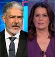 Christina Lemos (Jornal da Record), William Bonner (Jornal Nacional), Adriana Araújo (Jornal da Band) e César Filho (SBT Brasil): noticiário em alta  Foto: Reproduções