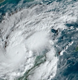 Centro do furacão Milton registrado pela National Oceanic and Atmospheric Administration (NOAA)   Foto: NOAA 