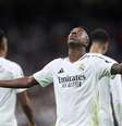Vinicius Junior, do Real Madrid, comemora após marcar gol de seu time durante a partida da LaLiga EA Sports.   Foto: Getty Images