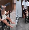 Neymar aparece empurrando Mavie em cima de uma mala  Foto: Reprodução/Instagram