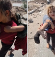 Menina carrega irmã ferida nos ombros em busca de ajuda na Faixa de Gaza: ‘Ela foi atropelada’  Foto: Reprodução/Instagram