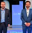 Guilherme Boulos e Ricardo Nunes no estúdio da TV Globo, em São Paulo  Foto: Bob Paulino/Globo 