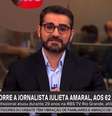 Marcelo Cosme deixou a emoção fluir ao noticiar a morte da também jornalista Julieta Amaral  Foto: Reprodução/TV