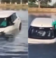 Carro conduzido por aluno de autoescola cai em lago na Índia  Foto: Reprodução/X @timesofindia