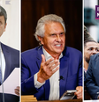 Os governadores Tarcísio de Freitas, de São Paulo, Ronaldo Caiado, de Goiás, e Ratinho Júnior, do Paraná, conseguiram eleger seus apadrinhados políticos  Foto: Getty, Governo de Goiás e Agência Brasil / BBC News Brasil