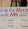 Uma visão de um quadro mostrando a contagem de votos durante a eleição presidencial dos EUA de 2024 no dia da eleição em Dixville Notch, New Hampshire, EUA, 5 de novembro de 2024.  Foto: REUTERS/Reba Saldanha