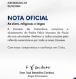 Nota oficial divulgada pela Diocese de Catanduva  Foto: Reprodução