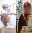 Nurul Syazwani cuidando do ex-marido; ao lado, o homem casando com a nova esposa  Foto: Reprodução/Facebook