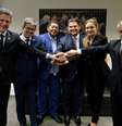 Senadores do PT declaram apoio a Davi Alcolumbre, o terceiro da direita para esquerda.  Foto: Divulgação
